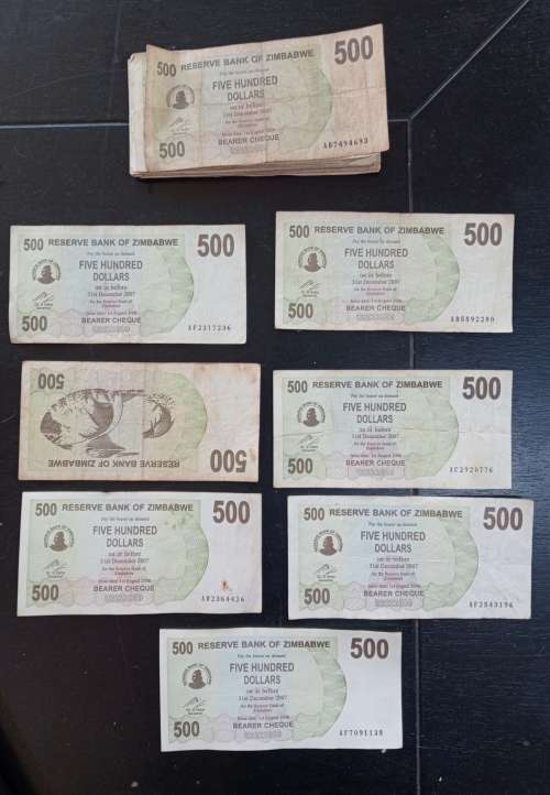 32 x 500 Zimbabwe Dollar Notes 2007