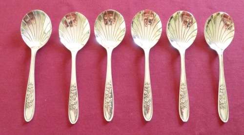 Set of six silver  plated ice-cream spoons