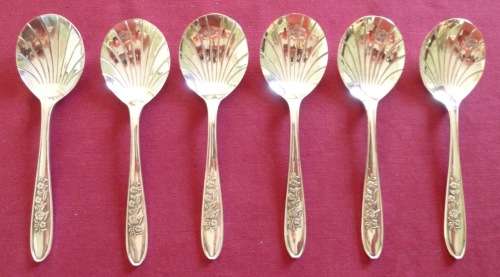 Set of six silver  plated ice-cream spoons