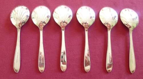 Set of six silver  plated ice-cream spoons