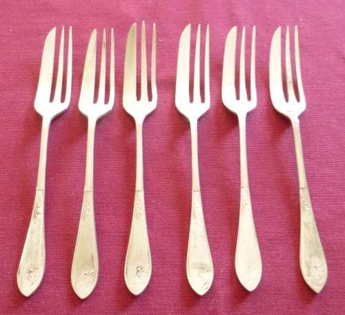 Set of six silver plated cake forks