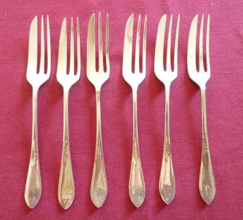 Set of six silver plated cake forks