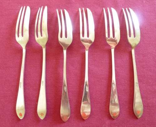 Set of six silver plated cake forks