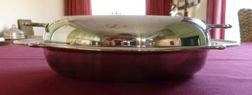 Large decorative silver plated entree dish