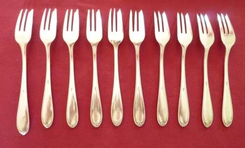 Set of 10 silver plated cake forks