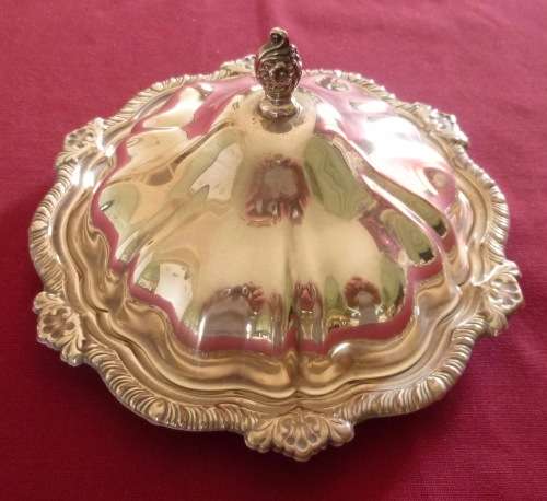 Silver plated butter dish, liner and cover