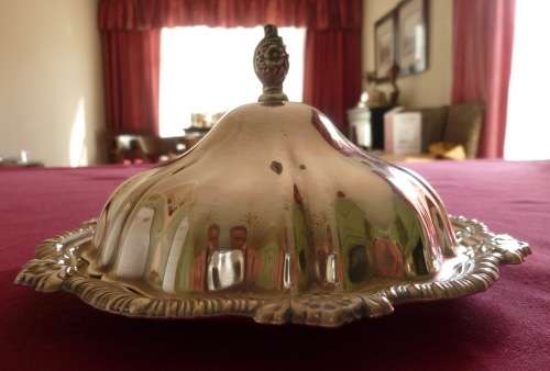 Silver plated butter dish, liner and cover
