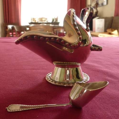 Silver plated sugar scuttle and scoop