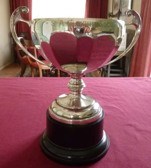 Large silver plated trophy on stand