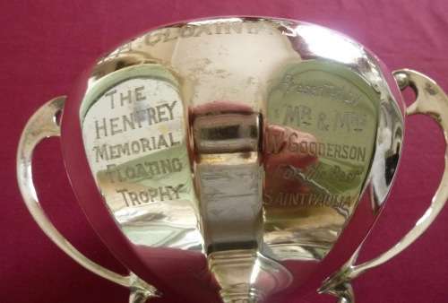 Large silver plated trophy on stand