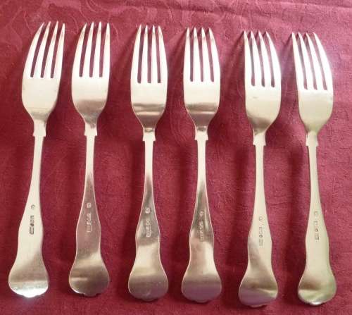 Set of six Victorian silver plated table forks - kings pattern