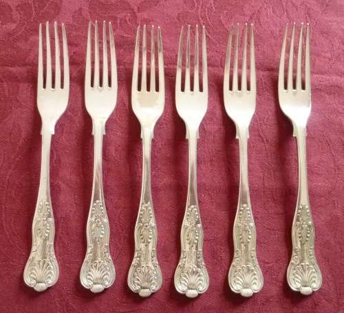 Set of six Victorian silver plated dessert forks - kings pattern