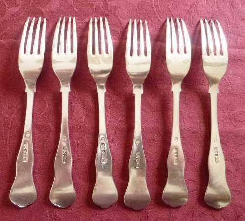 Set of six Victorian silver plated dessert forks - kings pattern