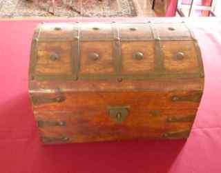 Decorative metal bound wooden box