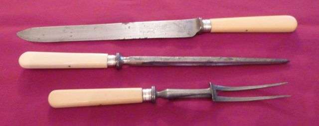 Victorian bone handled carving set