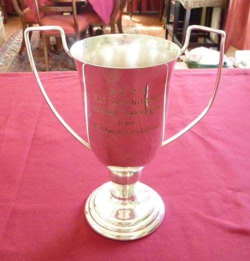 Large silver plated yachting trophy