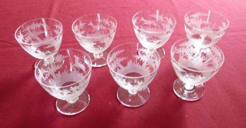 Beautiful set of hand etched martini glasses