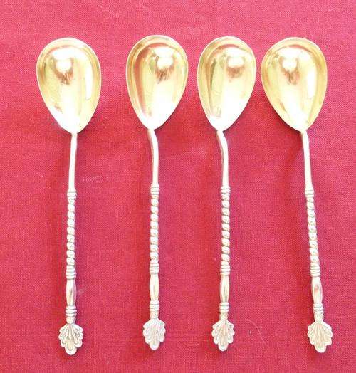 Four Russian silver teaspoons