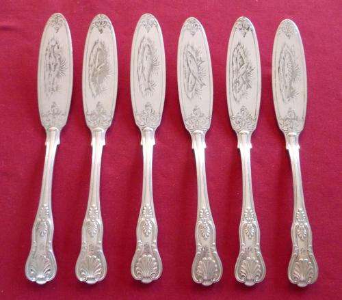 Set of Victorian silver plated knives - kings pattern