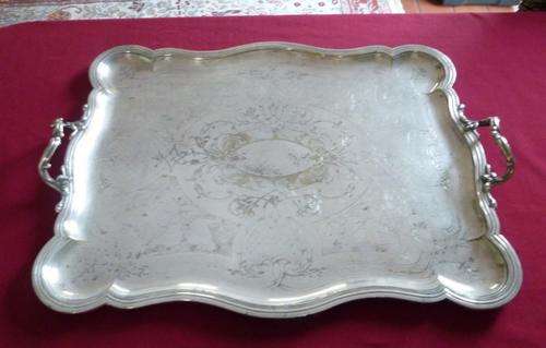 Large art nouveau silver plated tray