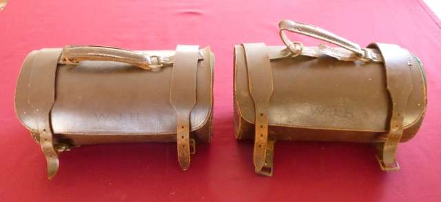 Old leather bowls cases - with bowls