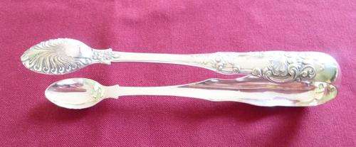 Pair of Scottish silver Queens pattern tongs