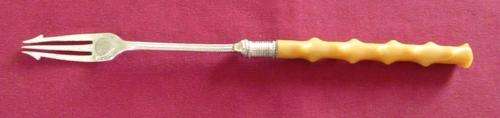 Victorian bone handled pickle fork