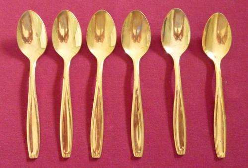 Set of 6 gold plated teaspoons