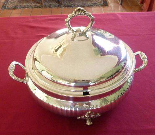 Large silver plate soup tureen
