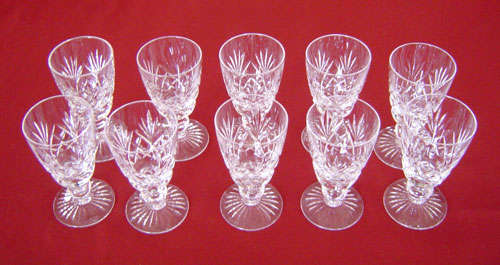 Set of 10 Stuart crystal port glasses