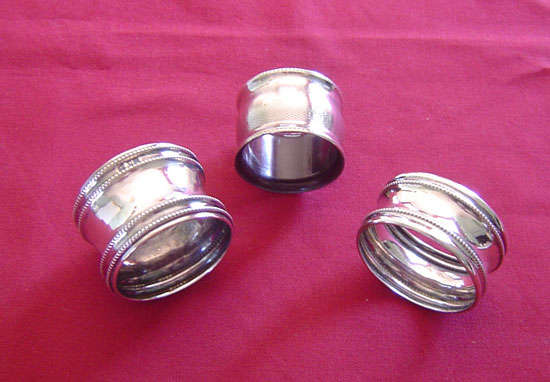 Three silver napkin rings