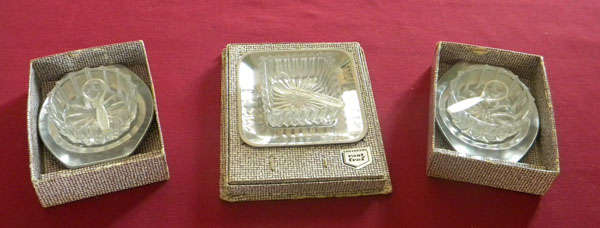 Stainless steel and glass salt and mustard dishes - 50s style