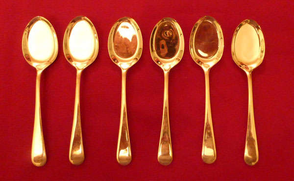 Set of six silverplated fruit or sorbet spoons