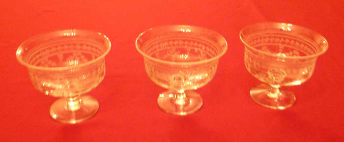 Three Stuart crystal dessert bowls