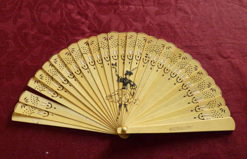 Old ivory or bone fan
