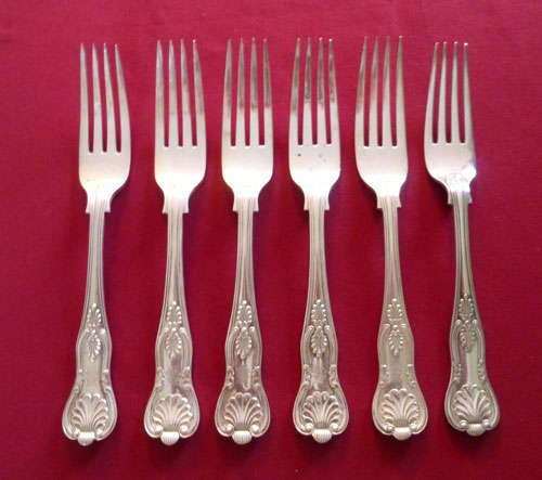 Six Victorian kings pattern table forks
