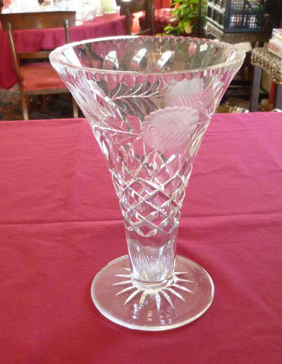 Large rose-cut crystal vase