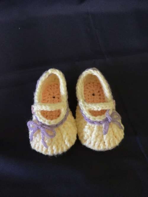 Crocheted Baby Girl Sunday Dress and Shoes Set - Beautiful Photo Prop! (0-3+ Months)