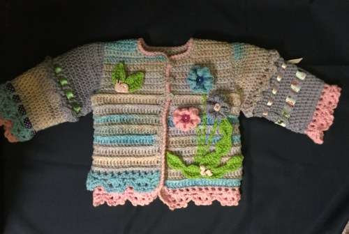 Crocheted Baby Girl Jacket and Sloush Boots (3 Months +)
