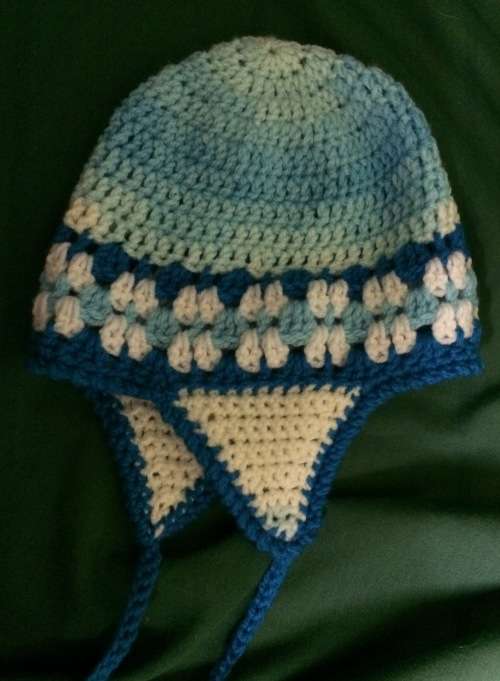 Crocheted Baby Boy Jacket, Pants,  Shoes and Earflap Hat Set (+-3 months)
