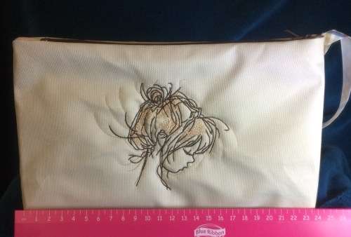 Embroidered Make Up Bag - Waterproof Canvas - Fully Lined