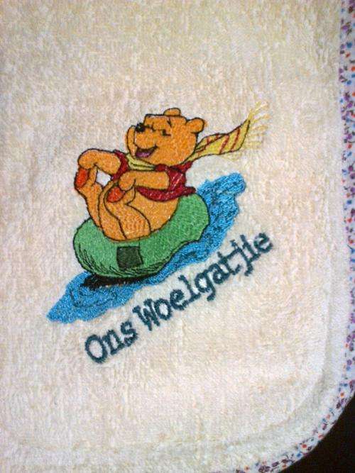 Winnie the Pooh Burp/Dribble Nappy with Bias Binding