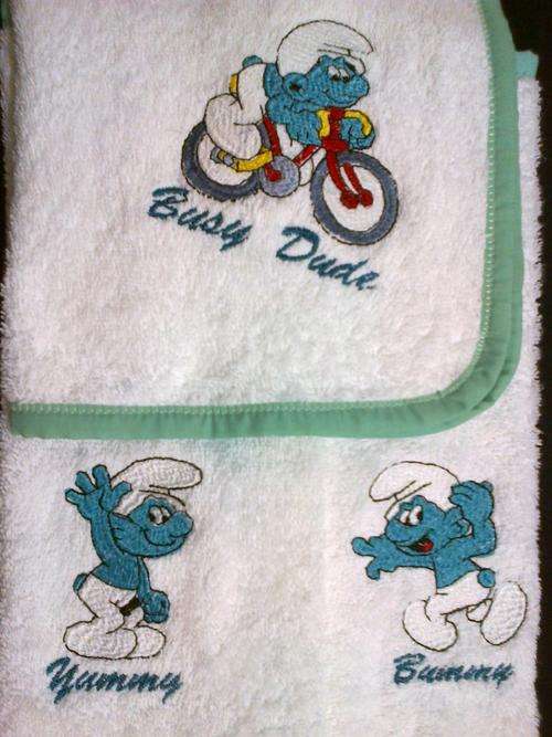 Smurfies Burp/Dribble Nappy & Face Cloth Set