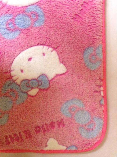 Coral Fleece Blanket with Binding round the Edges - Hello Kitty