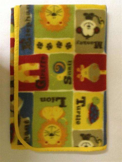 Polar Fleece Blanket with Binding round the Edges - Zoo Animals