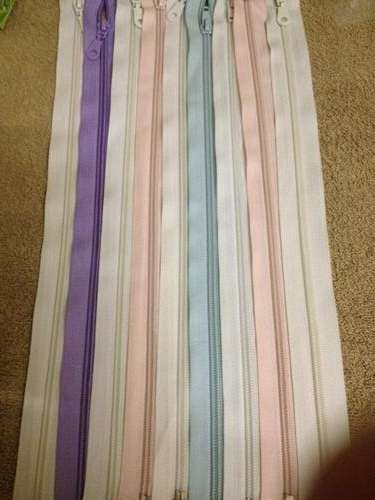 9 Pastels Open End Zips - 40cm - Assorted Colours