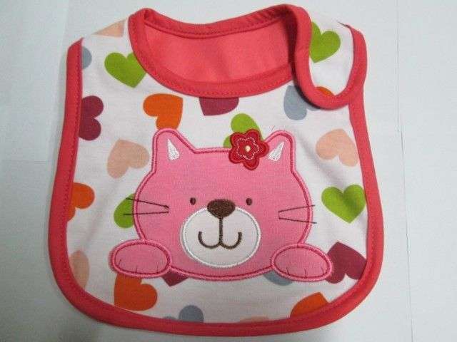 Appliqued Bib for a Baby Girl - Kittie