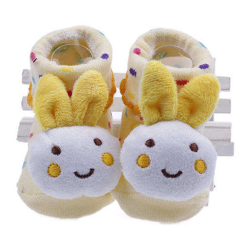 Super Cute 3D Non-Slip Baby Cartoon Socks - Bunny - Yellow & White