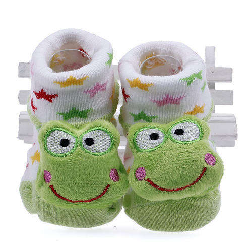 Super Cute 3D Non-Slip Baby Cartoon Socks - Froggie - White/Lime Green