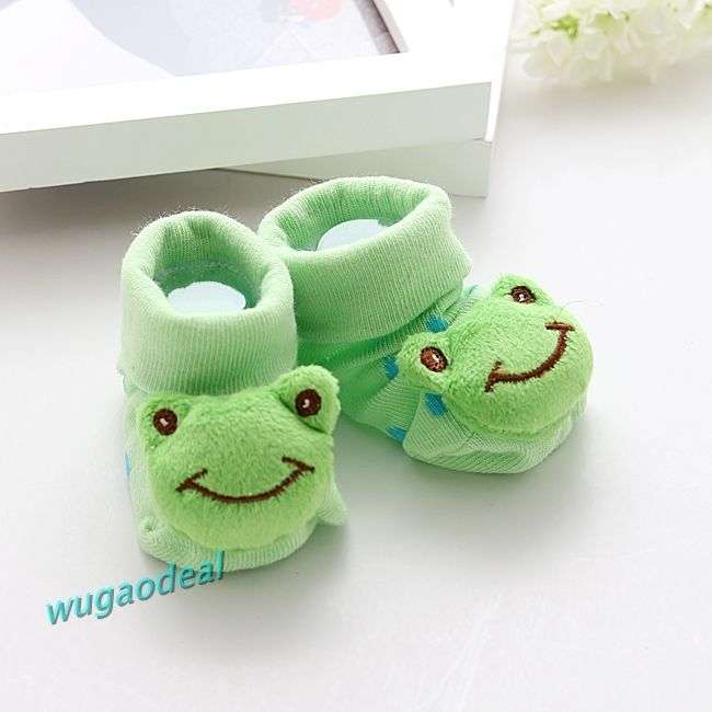 Super Cute 3D Anti Slip Baby Cartoon Socks - Froggie - Green
